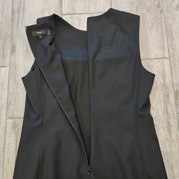 Theory Easy Mini Shift Dress Women’s Size 10 Black Wool Blend Sleeveless Career - Picture 8 of 11